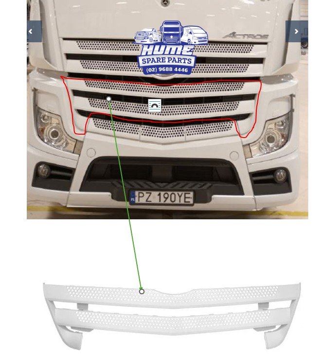 GRILLE MIDDLE FOR MERCEDES ACTROS MP4 & MP5 HIGH CAB 2012 - ON
