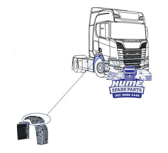 MUD GUARD FRONT WHEEL, RHS TOP FOR SCANIA 2017 - ON. Secondary image
