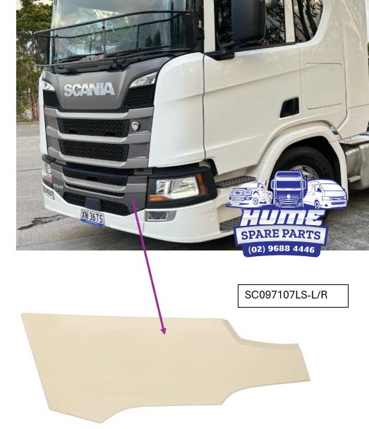 GRILLE LOWER - LOWER CENTRE MOULD RHS FOR SCANIA 2017 - ON. Secondary image