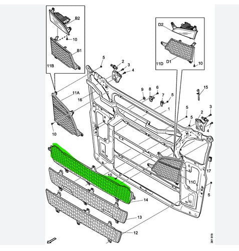 GRILLE UPPER , FOR UPPER GRILLE FOR SCANIA S CAB 2017 - ON.