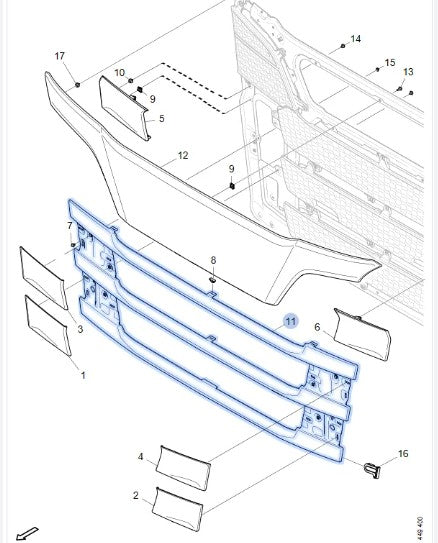 UPPER GRILLE - OUTER FRAME FOR SCANIA R/S CAB 2017 - ON.