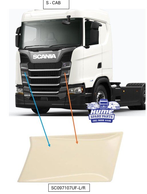 UPPER GRILLE - LHS END GARNISH MIDDLE GRILLE FOR SCANIA S CAB 2017 - ON.