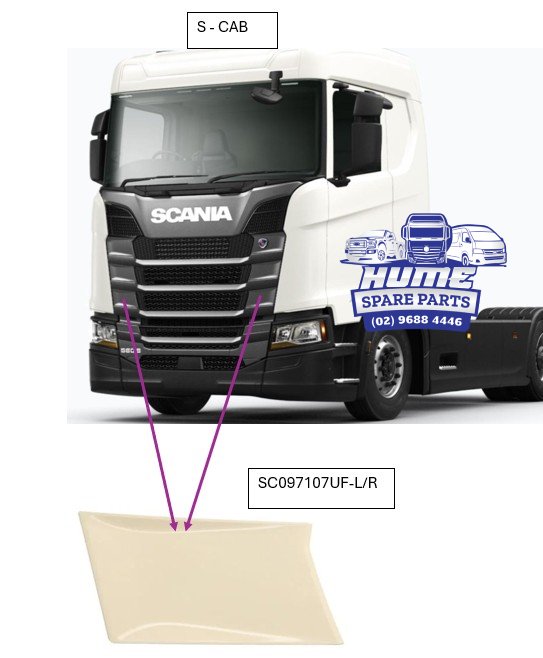 UPPER GRILLE - RHS END GARNISH LOWER FOR SCANIA S CAB 2017 - ON.