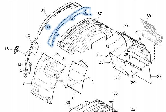 MUDGUARD EXTENSION UPPER, LHS MIDDLE INNER, FRONT FOR SCANIA 2017 - ON.