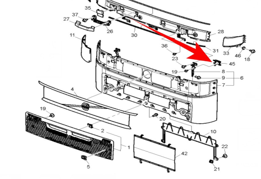 FRONT PANEL HINGE  BRACKET RHS FOR VOLVO FH 2013 - 2020. Secondary image